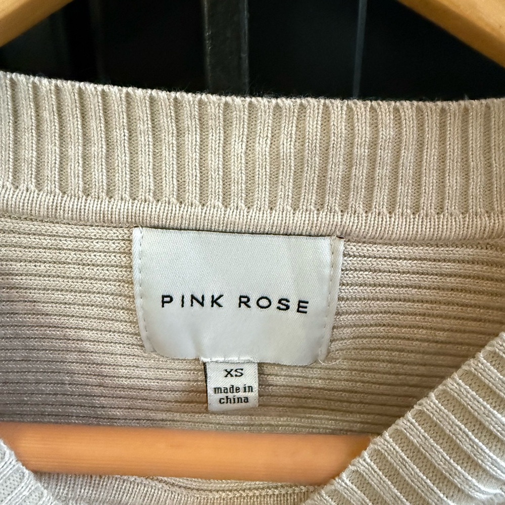 Pink Rose Beige Ribbed Knit Top - Picture 2 of 3